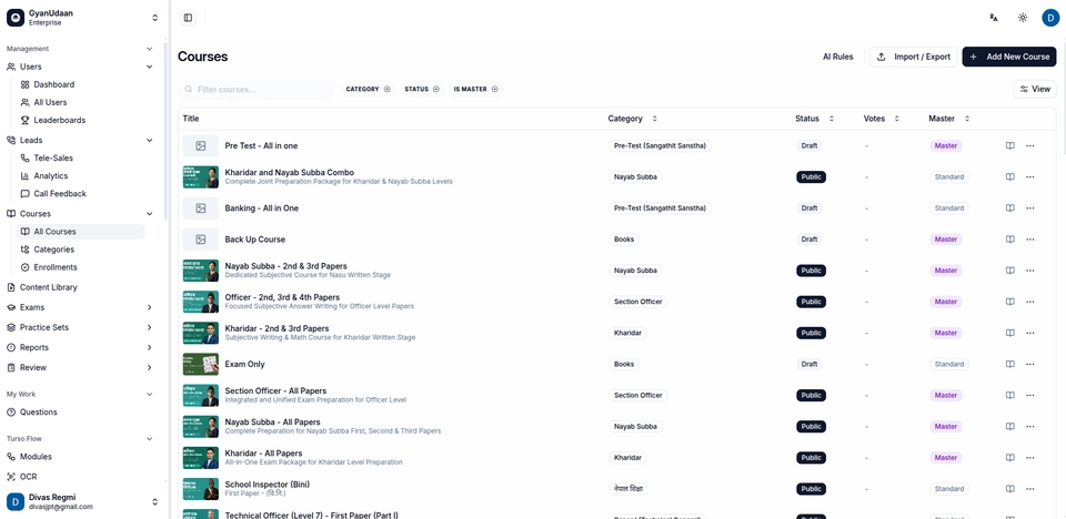 GyanUdaan admin screen 4